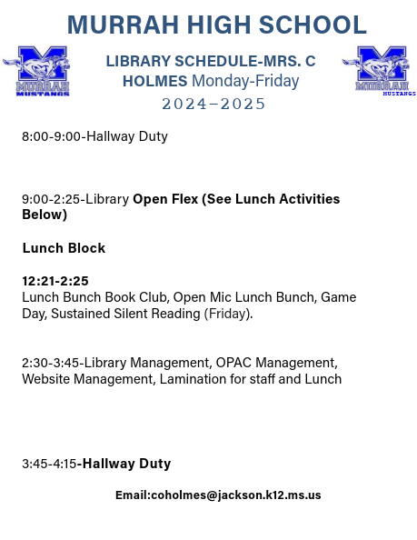 Library Schedule 2024-2025